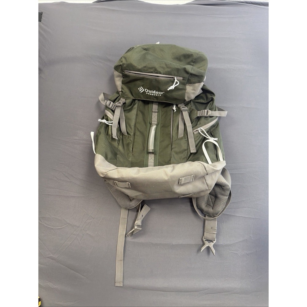 Outdoor Products Arrowhead 47.5L Frame Pack Hiking Backpack, Green/Gray